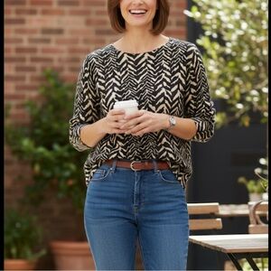 J.Mclaughlin 100% Cashmere Animal Print Sweater Sz M Long Sleeve Classic Preppy